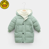 G.duck秋冬新品兒童羽絨棉服中長(cháng)款棉襖男女中大童連帽加厚抗寒外套過(guò)膝 A豆綠色【加厚抗寒保暖 送運費險 100 【建議身高85厘米內】