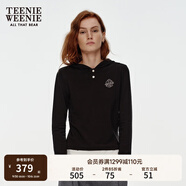 Teenie Weenie【美雅碧抗菌】小熊秋季長袖T恤休閑紅色帽衫上衣女 黑色 XS (155)