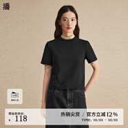 播圓領(lǐng)T恤2024春季新款休閑短款修身內(nèi)搭基礎(chǔ)短袖上衣DDR1YD5135 K40玄黑 玄黑 S