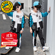 G.DUCKKIDS童裝男童秋裝套裝兒童服裝春秋季運動(dòng)套裝中大童風(fēng)衣外套男孩衣服 藍色兩件套gqeaeaa 160 尺碼13~14歲【150-160cm】
