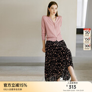 顏域氣質(zhì)長(zhǎng)袖V領(lǐng)開(kāi)衫外套女士2024春季新款糖果色短款修身針織衫 粉色 M/38