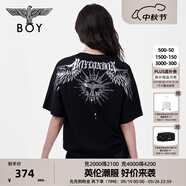 BOY LONDON【暗黑羅盤(pán)】夏情侶款短袖權杖印花炸街潮牌T恤N01906 黑印銀N01906 經(jīng)典升級款 XS