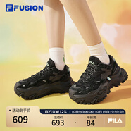 FILAFUSION斐樂潮牌女鞋硬糖鞋厚底老爹鞋女運動鞋女 黑色-BK 39