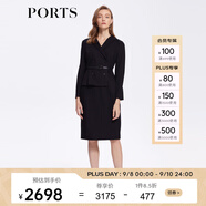 PORTS 寶姿秋冬新品女裝優(yōu)雅修身中長裙通勤V領(lǐng)針織連衣裙 ALM9N012LCF053-黑色 S (4)