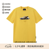 雨果博斯（HUGO BOSS）男士保時(shí)捷聯(lián)名系列圓領(lǐng)短袖T恤男裝boss男士t恤短袖男款50531455 725 黃色汽車膠印 XS