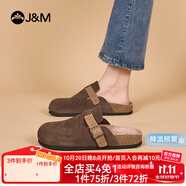快樂瑪麗（J&M）包頭拖鞋男女款2025夏季新款一腳蹬外穿厚底防滑涼鞋勃肯半拖鞋 咖啡色 44 270mm