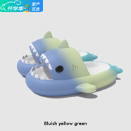 NAOISKEY?腦斯基彩虹小萌鯊魚兒童拖鞋男童2025新款外穿防滑寶寶男孩涼拖鞋女童夏 藍(lán)黃綠彩虹鯊 24.5 內(nèi)長cm 38-39適合38-39