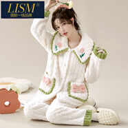 LISM國(guó)際一線(xiàn)品牌可外穿女士甜美繡花可愛(ài)法蘭絨家居服加厚寬松大碼珊 23-KS146米白郁金繡花領(lǐng)女 M 女(85-100斤)