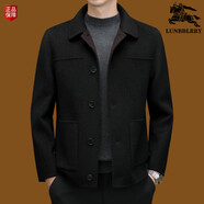 BURBERRY巴寶莉新款羊毛高端毛呢外套男中年商務(wù)休閑羊絨雙面呢夾克 黑色 M 170/84A