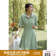 獨(dú)束【長(zhǎng)短可選】大碼女裝POLO領(lǐng)連衣裙夏新款微胖mm遮肉顯瘦 綠色 L