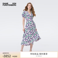 Diane von Furstenberg[博主同款]DVF2025秋季新款V領(lǐng)短袖植物印花度假茶歇裙DS2T035 FRSBD XS / 2