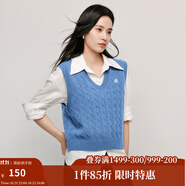 茵曼（INMAN）針織馬甲女老錢風(fēng)V領(lǐng)薄秋冬學(xué)院風(fēng)內(nèi)搭毛衣 碧海藍 M