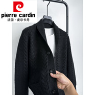 皮爾卡丹（pierre cardin）秋冬男士毛衣開衫外套日系復(fù)古麻花扭花翻領(lǐng)v.領(lǐng)針織衫男外穿加厚 黑色 M 165