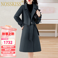 NOSSKISS奢侈高檔品牌毛呢套裝連衣裙女2025秋冬新款高級感氣質時尚洋氣裙 灰色 L