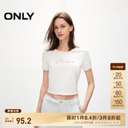 ONLY夏季潮流撞色水鉆印花圓領(lǐng)修身短款T恤女|124201123 A14 軋光粉色 L (170) 88A