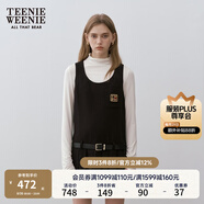 Teenie Weenie小熊女裝簡約時尚連衣裙冬季圓領(lǐng)定制皮腰帶背心裙子 黑色 M (165)