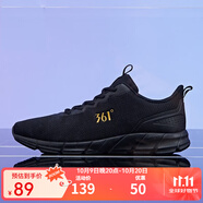 361°361男鞋秋季經(jīng)典網(wǎng)面透氣休閑運(yùn)動(dòng)鞋耐磨跑步鞋男 烏黑色/皇冠金 42