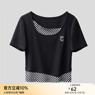 顏域（YANYEE）不規(guī)則拼接針織衫上衣女裝夏季2024新款休閑寬松短袖洋氣小衫 黑色 S/36