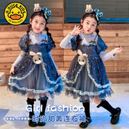 G.DUCKKIDS小黃鴨兔子警官朱迪女童連衣裙春秋裝2025新款洋氣小女孩公主裙 裙子+頭飾 90 建議1~2歲【 80-90cm】