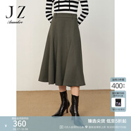 玖姿·安娜蔻優(yōu)雅簡(jiǎn)潔復古氣質(zhì)A字版型松緊長(cháng)裙女冬款 軍綠 S