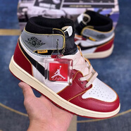 AJNIKER純原AJ1高幫籃球鞋aj1大學(xué)藍閃電倒鉤聯(lián)名休閑情侶鞋頭層皮運動(dòng)鞋 aj1聯(lián)名白紅拼接-莆田熱賣(mài)NIKE 38 【大廠(chǎng)直銷(xiāo)】