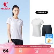 喬丹運動(dòng)套裝男女夏季透氣跑步籃球運動(dòng)服兩件套短袖t恤短褲 喬丹白/黑色 丨女款 S