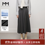 麥檬MM爆款百褶裙靜奢美學(xué)/四季百搭商場同款黑灰色半身裙春秋 深灰5FA141761 M