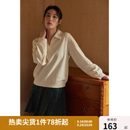 獨(dú)束大碼女裝改良式復(fù)古V領(lǐng)寬松衛(wèi)衣女秋冬新款胖mm顯瘦百搭上衣 米色(DY) L
