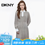 唐可娜兒（DKNY）【京東奧萊】新款格子連衣裙女春秋季新款長(cháng)袖氣質(zhì)中長(cháng)款裙子W141 W1412Z13-243 XS