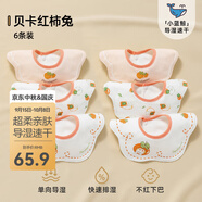 貝肽斯口水巾嬰兒圍嘴純棉a類(lèi)防水0-6個(gè)月新生兒寶寶幼兒飯兜圍兜 貝卡紅柿兔-防水*導濕速干6條裝