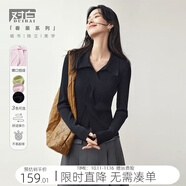 對白毛衣設計感女小眾2025秋裝新款黑色高級針織衫薄荷曼波風上衣 黑色 XL
