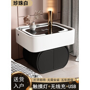 慕斯床頭柜輕奢高級感智能2025新款可充電多功能創(chuàng  )意網(wǎng)紅設計感 珍珠白+觸摸燈+無(wú)線(xiàn)+USB 整裝50x40x50cm