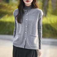 香影純2025秋冬新款針織衫女坎肩女無(wú)袖開(kāi)衫馬甲女加厚外套女上衣 洋氣灰 L (建議105-115斤)