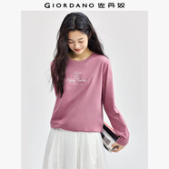 佐丹奴長(cháng)袖T恤女秋冬純棉田園主題印花圓領(lǐng)休閑上衣13394790
