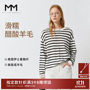 麥檬【雙11搶先購】MM爆款寬松連帽質(zhì)感針織衫毛衣上衣25秋冬新款 圓領(lǐng)-長袖-白色5G7931081 M