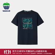 texwood蘋果牌男士T恤衫夏季新款純棉經(jīng)典百搭短袖t圓領(lǐng)休閑柔軟印花上衣 藏青 輕薄 L 【新疆長(zhǎng)絨棉】