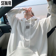 森馬（Semir）網(wǎng)紅600G重磅純棉衛衣男秋冬季寬松大碼打底衫情侶裝顯瘦外套潮流 白色 S