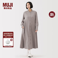 無印良品（MUJI）女式 法蘭絨 立領(lǐng)長袖連衣裙女裝裙子純棉連身裙25年秋季新品 米色 S (155/80A)