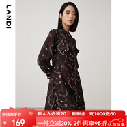藍(lán)地（LANDI）鏈條印花連衣裙女秋季新款長袖收腰碎花a字短裙 花色 M