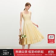 范思藍(lán)恩立體裁剪收腰無(wú)袖連衣裙女夏2025新款修身顯瘦吊帶裙2099 布丁黃 XL