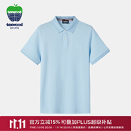 texwood蘋果純棉短袖男商務休閑襯衫T高爾夫夏裝POLO衫中青年百搭上衣T恤 濾水藍 輕薄 L 【匹馬棉】175/96A