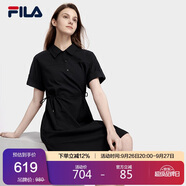 FILA斐樂官方女子梭織連衣裙2025夏季襯衫領(lǐng)寬松休閑連身裙