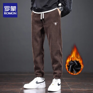 羅蒙休閑褲男秋冬款2025新款秋冬衛褲運動(dòng)燈芯絨加厚加絨褲子男士冬季 2366棕色加絨 2XL