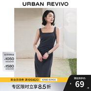 UR夏季新款女裝時(shí)尚簡約褶皺開衩無袖U領(lǐng)連衣裙UWG740077 冷灰 S