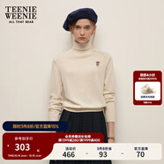 Teenie Weenie小熊女裝冬裝簡(jiǎn)約綿羊毛雙層休閑時(shí)尚高領(lǐng)毛衣打底衫 象牙白 S 160