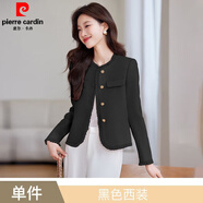 皮爾卡丹（pierre cardin）小香風(fēng)女外套春季2025新款感歐美風(fēng)小個(gè)子短款通勤小西服上衣 黑色 S
