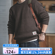 馬登復古圓領重磅加厚粗線毛衣男冬季阿美咔嘰寬松內搭打底套頭針織衫 咖啡色 L