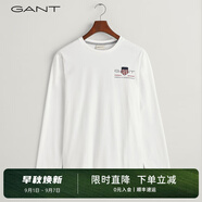 GANT【100%棉】甘特春季休閑刺繡柔軟內(nèi)搭經(jīng)典純色圓領(lǐng)長(zhǎng)袖男T恤 110白色 L