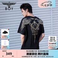 BOY LONDON【暗黑羅盤(pán)】夏情侶款短袖權杖印花炸街潮牌T恤N01906 N0103902 XS