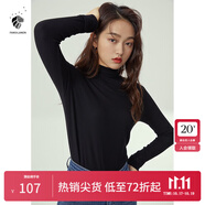 范思藍恩范思藍恩204303半高領打底衫女秋冬百搭修身針織上衣緊身內搭毛衣 黑色  L